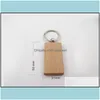 Porte-clés longes bricolage blanc porte-clés en bois Rec carré rond en forme de coeur ovale en bois porte-clés anneau cadeau d'affaires DHS D274Lr Drop Otfay