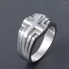 Cluster Rings Concise Cross For Men Titanium Stainless Steel Cool Bands Finger Trendy Accessories Sizes 7 8 9 10 11 12