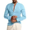 Męskie koszule S5XL2023 Summer Solid Kolor Linen Shirt Cardigan Długie rękawy cienki i oddychający 230821