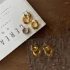 Kolczyki stadniskie geometryczne złoto dla kobiet 18 -karatowe złoto plisowane mosiężne metalowe kolanki marka biżuterii codziennie impreza Panie Panie Z549
