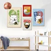 Chat potelé avocat Sushi tasse nouilles mignon nourriture japonaise affiche et impression dessin animé chat toile peinture mur Art photo salle à manger cuisine décor sans cadre Wo6