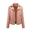 Veste en similicuir femme femme Moto Biker fermeture éclair printemps automne Moto manteau rouge noir jaune rose marron marine gratuit 230822