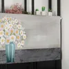 Gordijnolie -schilderij textuur witte roos bloem korte gordijnen keuken café wijnkast deur raam klein woning decor gordijnen