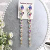 Boucles d'oreilles pendantes Style Boho, cristal Extra Long pour femmes, accessoire de bijoux de boule de fête, vente en gros, 2023