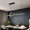 Lustres Chambre Décor Led Art Lustre Pendentif Lampe Lumière Restaurant Moderne Minimaliste Creative Personnalité Bureau Bande Nordique De Luxe