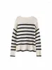 Maglioni femminili Donne Autumn Fashion Cangole Decorazione in stile francese a strisce a strisce a strisce per maglioni vintage a maniche lunghe Pullover femminile chic top