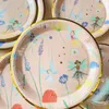 لوازم الحفلات الأخرى 10 Guests Fairy Disposabel Tableware Prootfly Goddess Plates Fackin Cups Spring Flower Princess Decor Decor Girl 230822