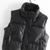 男性のジャケットファッションストリートウェアの女性ふくらんでいるベスト冬の厚いパーカージャケットブラックプー女性コートフェイクレザーダウンウエストコートルーズレディ230822