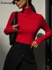Suéteres femininos SUMUYOO MULHERES TURTLENECK INVERNO TOPS BASIC BASIC SLIP