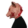 Party Masks Halloween Bloody Pig Head Mask Novely Animal Horror Cosplay Costume Scary Latex Pieces Mardi Gras Carnival Props 230821