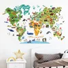 Stickers muraux Animaux Carte du Monde pour Garçons Enfants Chambre Enfants Chambre Décor Amovible Autocollant Maternelle Classe DIY 230822