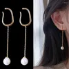 Boucles d'oreilles pendantes mode perle oreille manchette croix Clip long faux Piercing Clips pour femmes sans trou bijoux accessoires