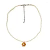 Chains Women Beaded Flower Necklace Collarbone Chain Bohemian Chic Jewelry Party Gift 634D