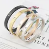 Bangle Fashion Zircon and Cross Nut Nail Armband Bangles For Women Trendy Jewelry Rostfritt stål Skruv Pulseiras 230821