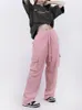 Kobiety S Pants S QWeek Cyber ​​Y2K Pink Cargo Woman Hip Hop 90s Vintage Pockets Joggers Dresspants Oversize Egirl Korean Style workowate spodnie 230822
