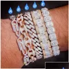 Chaîne trombone café grain serrure fermoir lien 7-8 pouces bracelet glacé zircon bling hip hop hommes bijoux cadeau perles charmes bracelet oteqw