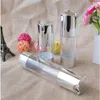 Make Up Airless Pump Bottle 15ml 30ml 50ml Silver Cosmetic Liquid Cream Container Lotion Essence Bottles for Travel 100pcs SN142goods Nmmpu