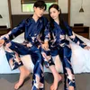 Women's Sleepwear QWEEK Satin Pajamas For Women Animal Print Couple Chinese Style Pijama Silk Autumn Pyjama Pant Set 2 Piece Loungewear