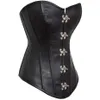 14 Stålbenad korsett Top Black Faux Leather Overbust Steampunk Corsets Bustiers Plus Size Slimming Body Shaper Midje Trainer3119