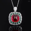 Chains Elegant Lab Created Emerald 14 14mm Sugar Tower Ruby Sapphire Pendant Necklace For Women Vintage Jewelry Anniversary Gift