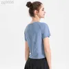 Desginer Aloo Yoga t Shirt Top Mesh Patchwork Loose Sports T-shirt Short Sleeve Running Fitness Sweatshirt