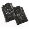 Handskar mode2018 Rhinestone Inlay Fingerless Leather Gloves Casual Trendy Högkvalitativ höstkvinnor AllMathch BE489203V