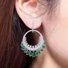Dangle Earrings HIBRIDE Brand Clear And Green Cubic Zircon Women Trendy European Style Female Drop Earring Boucle D'oreille E-408