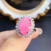 Anelli a grappolo 925 anello di fidanzamento opale rosa in argento sterling Anello di fuoco naturale Fire Anniversary for Women Gift