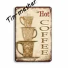 Shabby Chic Coffee Time Iron Painting Vintage Coffee Metal Poster Fresh Gourmet Tin Sign Restaurant Cafe Kitchen Home Funny Decor Wall Stickers 30X20CM w01