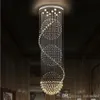 Lustres en cristal LED lumières escaliers lampe suspendue décoration d'éclairage intérieur avec luminaires de lustre D70CM H200CM268T