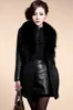 Damen Leder Faux Herbst Winter Pelzmantel Frauen warme Jacke Frauen schlanke fit pu Mänt