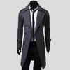 Vente en gros - 2016 Nouveaux Hommes Trench-Coat Slim Longues Vestes et Manteaux Pardessus Double Boutonnage Hommes Coupe-Vent Hiver Survêtementilxw