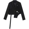 Trajes de hombre Chic Chaqueta corta 2023 otoño desmontable traje de dos piezas abrigo dobladillo Irregular diseño de moda chaqueta negra 9Y9250