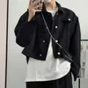 Herrjackor 2023 Casual Autumn Short Jacket Streetwear Turndown Collar Structure Korean Harajuku Retro Long Sleeve Luxury Coat 230822