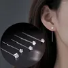 Boucles d'oreilles pendantes couleur argent minimaliste brillant Zircon gland goutte pour les femmes coeur fleur géométrique longue ligne d'oreille boucle d'oreille bijoux de luxe