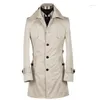 Männer Trench Coats Designer Slim Sexy Herren Überladung Langarm Kleidungsgeschäft Casaco Maskulino Wein rot