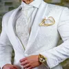 Skräddarsydda män kostymer vit mönster brudgummen smoking sjal lapel groomsmen bröllop man 2 bitar jacka byxor tie d82 mäns 270z