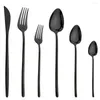 Set sets bestek set 18/10 roestvrij staal zwart flatware mes vork koffielepel keuken servies