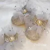 Första Walkers Dollbling Gold/Sliver/Pink/Purple Tulle Glitter Bow Shining Baby Shoes 1st Par Nursery Deco Diamond Spädbarns pannband