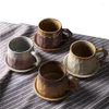 Muggar vintage keramiska kaffemuggsefat set handgjorda japanska stil stoare cup hemmakontor frukost mjölk te gåvor 300 m