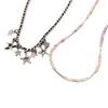 Anhänger Halskette 2pcs Kpop Goth ästhetische Silber Farbe Stern Perlen Halskette Set für Frauen Street Grunge Schmuck Y2K Accessoires
