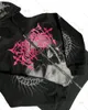 Męskie bluzy bluzy amerykańskie ubrania w Dark Dark Style wydrukowano luźne zamek z kapturem mężczyzn Y2K gotycka punk rock swobodne gustu bluza 230821