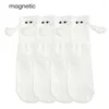 Women Socks Magnetic Couple Calf Length Funny Hand Holding Couple's Mid-tube Ribbed For