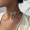 Choker Trend Fashion Crystal Butterfly Clavicle Chain Necklaces For Women Short Collar Necklace Weddings Jewelry Party Gifts