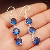 Dangle Earrings Hermosa Special Design Ocean BlueTopaz For Women Fashion Jewelry 2 1/4 Inch A818