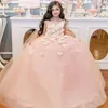 Vestidos de niña de flores para bodas, vestido de baile de tul sin mangas, apliques esponjosos, fiesta de primera comunión para niñas pequeñas