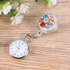 Montres de poche 2 pièces, montre suspendue à Clip, perle strass fleur épingle à revers pour médecins