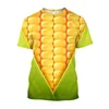 Camisetas masculinas de milho trigo 3D Impressão de verão T-shirt de alta qualidade Diversão de manga curta Vitalidade Rua Youth Fashion Clothing Alternative Clothing
