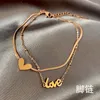 Anklets Stainless Steel Summer Fashion Love Heart Anklet Charm Double Layer Letter Ankle Bracelet For Women Girlfriend Foot Jewelry