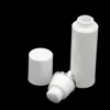 30pcs 15 ml 30 ml 50 ml blanc pur cylindrique bord d'argent vide contenants d'emballage cosmétique émulsion en plastique bouteilles de pompe sans air Cddss